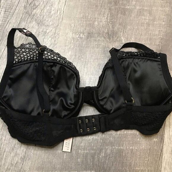 VICTORIA'S SECRET LUXE LINGERIE FISHNET BLACK LACE 3/4 CUP PUSH UP BRA 34D NWT - Picture 8 of 11